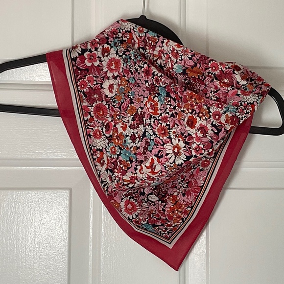 Burgundy Floral Square Scarf - Picture 4 of 8